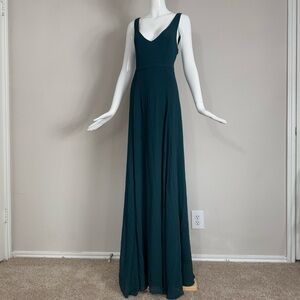 Show Me Your MuMu Jenn Steel Blue Maxi Dress Bridesmaids Dress Chiffon Size L